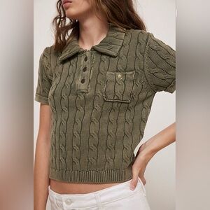 Free People Seaweed Cable Knit Sweater